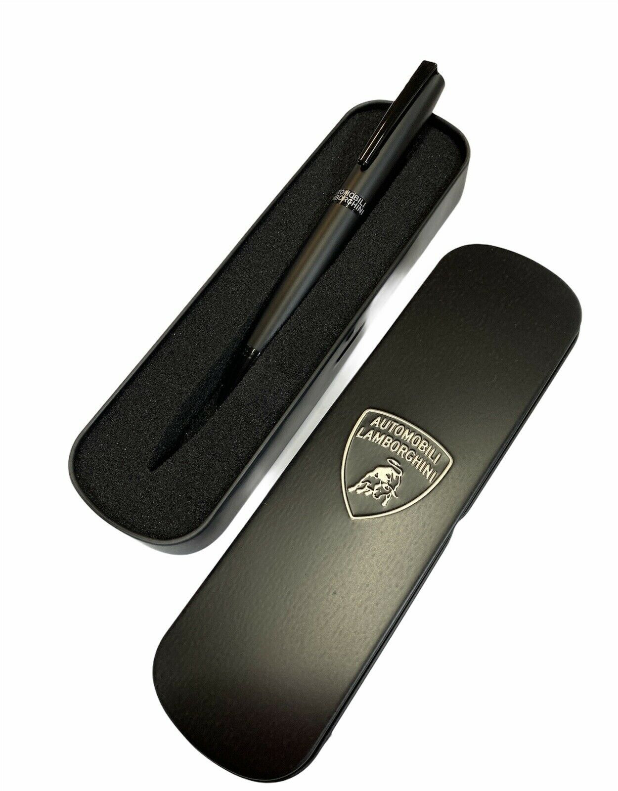 PENNA A SFERA LAMBORGHINI URRACO NERO ASTUCCIO NERO SCATOLA LATTA NERA CON  LOGO PRODOTTO UFFICIALE PANINI ITALY - Parole e Pensieri