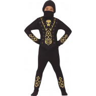 COSTUME CARNEVALE NINJA NERO 3/4 ANNI VESTITO COMPLETO SAMURAI GIAPPONESE KUNG FU GUERRRIERO NINJA NO ACCESSORI