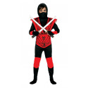 COSTUME CARNEVALE NINJA ROSSO 3/4 ANNI VESTITO COMPLETO SAMURAI GIAPPONESE KUNG FU GUERRRIERO NINJA NO ACCESSORI