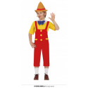 COSTUME CARNEVALE BURATTINO DI LEGNO 5/6 ANNI VESTITO COMPLETO 5 PZ.PER TRAVESTIMENTI A TEMA FILM PINOCCHIO NO ACCESSORI