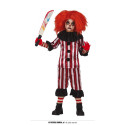 COSTUME CARNEVALE PAGLIACCIO ASSASSINO BABY 7/9 ANNI VESTITO CLOWN HORROR COMPLETO CAMICIA COLLO PANTALONI NO ACCESSORI