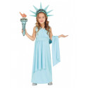 COSTUME CARNEVALE STATUA DELLA LIBERTÀ 7/9ANNI VESTITO COMPL.DIADEMA E TORCIA TRAVESTIMENTI SIMBOLO AMERICANO NO ACCESS.