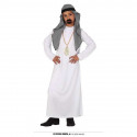 COSTUME CARNEVALE SCEICCO ARABO BAMBINO 7/9 ANNI VESTITO RICCO UOMO SAUDITA COMPLETO TUNICA E COPRICAPONO ACCESSORI