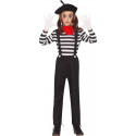 COSTUME CARNEVALE MIMO UNISEX 10/12 ANNI VESTITO PANTOMINA COMPLETO CAPPELLO/MAGLIA/PANTALONI CON BRETELLE NO ACCESSORI