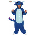 COSTUME CARNEVALE DRAGO BLU POKEMON 7/9 ANNI PIGIAMONE VESTITO DRAGON MONOTUTA COMPLETO CAPUCCIO ALI CODA NO ACCESSORI