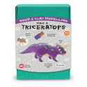 KIT DINOSAURO COSTRUISCI IL TRICERATOPO ALTO 9CM CON IL LEGNO E RICOPRILO CON L" ARGILLA COLORATA LIBRO CARD INCLUSI