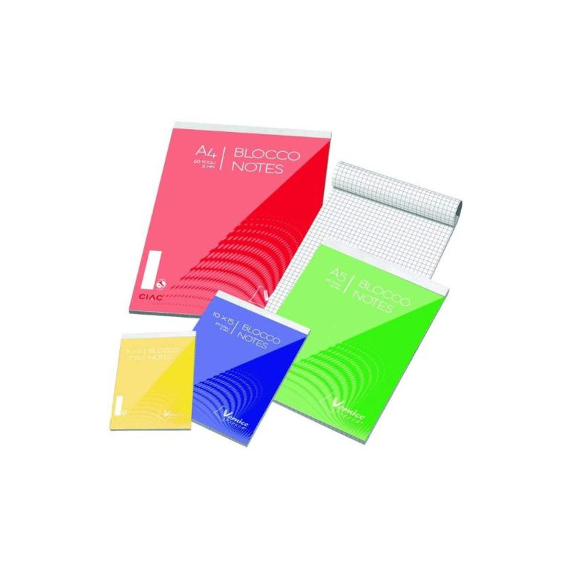 BLASETTI Block Notes ColorClub A4, 60 fogli a quadretti 5 mm, Carta da 60  g/m², Colori assortiti (confezione 10 pezzi) - Block Notes