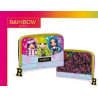 PORTAFOGLIO 1 ZIP AROUND RAINBOW HIGH MGA FUCSIA E MULTICOLOR 12X9X2CM 3 SCOMPARTI COLLECTTHERAINBOW PANINI SCUOLA ITALY