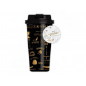 TRAVEL MUG TERMICA CON TAPPO A VITE INCANTESIMO HARRY POTTER NERA STAMPA ORO TAZZA DA VIAGGIO BEVANDE FREDDE E CALDE