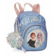 ZAINETTO 2ZIP CON POM POM ELSA E ANNA FROZEN SEEK COURAGE DISNEY ORIGINAL 19X23X8CM MORBIDO AZZURRO ZIP E SPALLACCI ROSA