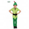 COSTUME CARNEVALE ARQUERO PETER PAN 7/9 ANNI VERDE VESTITO COMPLETO DI GIACCA/CAPPELLO/PANTALONE/CINTURA COD.82742