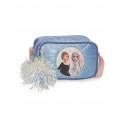 TRACOLLINA CON POM POM FROZEN SEEK COURAGE DISNEY ORIGINAL 19,5X11,5X7,5CM MORBIDA AZZURRA ZIP ROSA STAMPA ELSA E ANNA