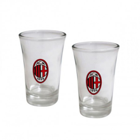 SET 2 BICCHIERINI SHOT AC MILAN 45ML CON SCATOLA BICCHIERI SHOT GLASSES TRASPARENTI E LOGO JUVENTUS OFFICIAL PRODUCT