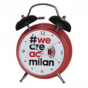 SVEGLIA CLASSICA AC MILAN IN METALLO ROSSO E NERO QUADRANTE BIANCO MODELLO RETRÒ 16X12X5,5CM PRODOTTO UFFICIALE ITALY