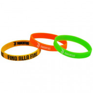 KIT 3 BRACCIALETTI SILICONE FC JUVENTUS "FINO ALLA FINE" VERDE GIALLO ARANCIO FLUO PRODOTTO UFFICIALE BIGIEMME ITALY