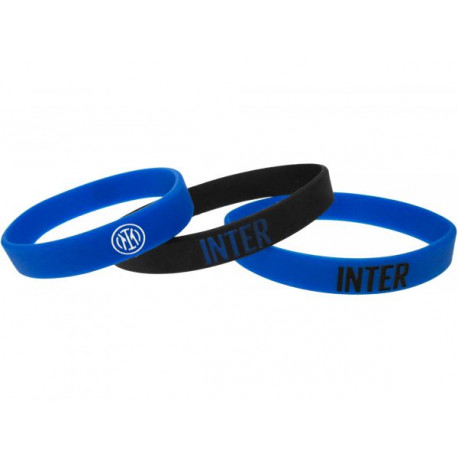 KIT 3 BRACCIALETTI IN SILICONE UNISEX FC INTERNAZIONALE 2 AZZURRI 1 NERO CON LOGO PRODOTTO UFFICIALE BIGIEMME ITALY