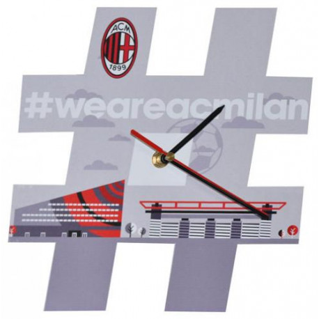 OROLOGIO DA PARETE AC MILAN QUADRANTE MULTICOLOR IN PLEXIGLASS WEAREACMILAN DIAMETRO 24CM CON LOGO PRODOTTO UFFICIALE