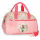 BORSA DA VIAGGIO CON TRACOLLA MINNIE FLORALS DISNEY ORIGINAL 40X28X22CM BORSONE DA PALESTRA CON POMPOM ROSA