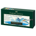 CONFEZIONE 5 MARKER ACQUARELLABILI A BASE D"ACQUA PER ARTISTI A DOPPIA PUNTA 1 A PENNELLO 1 OGIVA FABER CASTELL