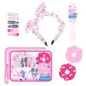 SET BELLEZZA ACCESSORI PER CAPELLI PEPPA PIG BEAUTY DA VIAGGIO CON SPAZZOLA CERCHIETTO ELASTICI PINZETTE PER CAPELLI