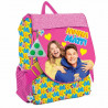 NINNA E MATTI ZAINO SCUOLA ESTENSIBILE CON ZIP + SUPER POP IT OMAGGIO ZAINETTO 44X32X16CM FUCSIA GIALLO E MULTICOLOR