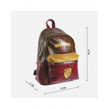 MINI ZAINO HARRY POTTER GRYFFINDOR ROSSO MARRONE E OCRA ZAINETTO 1 ZIP 22X27X12,5CM+TASCA C/ZIP WIZARDING WORLD ORIGINAL