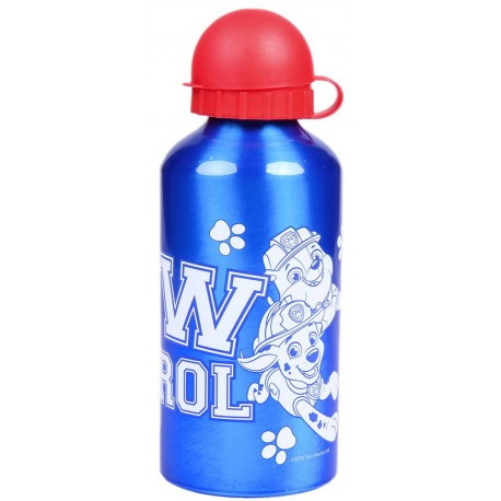 BORRACCIA ALLUMINIO PAW PATRO ORIGINAL 500ML BLU CON BECCUCCIO DOSATORE RICHIUDIBILE CON TAPPO ROSSO IN PLASTICA