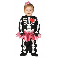 COSTUME SKELETON BABY 12/18 MESI VESTITO SCHELETRO MONOTUTA TUTÙ E CERCHIETTO PER TRAVESTIMENTI DI HALLOWEEN NO ACCESS