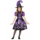 COSTUME STREGA VIOLA 3/4 ANNI VESTITO E CAPPELLO STREGHETTA PER TRAVESTIMENTI DI HALLOWEEN E PARTY HORROR NO ACCESSORI