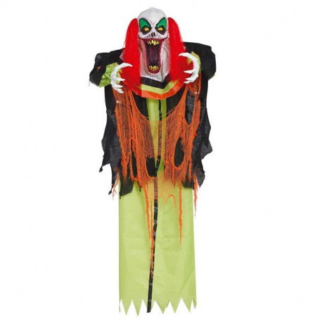 PENDENTE CLOWN 160CM SUONI E MOVIMENTO ARTICOLI DECORATIVI SCHERZOSI PER FESTE DI HALLOWEEN HORROR PAGLIACCIO ASSASSINO