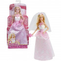 BAMBOLA BARBIE CAPELLI BIONDI CON VESTITO DA SPOSA ROSA E VELO BIANCO 30CM BARBIE SPOSA ORIGINAL MATTEL 3+ ANNI