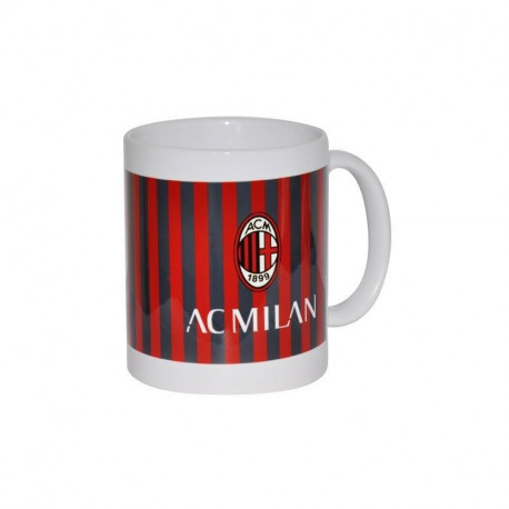 TAZZA MUG COLAZIONE IN CERAMICA CON SCATOLA AC MILAN ORIGINAL A STRISCIE ROSSE E NERE PROD.UFFICIALE