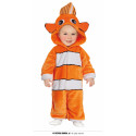 COSTUME CARNEVALE PESCIOLINO BABY 12/18MESI VESTITO FISH PICCOLO NEMO TUTONE CON CAPPUCCIO A TEMA FIABESCO NO ACCESSORI