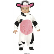 COSTUME CARNEVALE MUCCA BABY 18/24 MESI VESTITO COMPLETO TUTONE E CAPPUCCIO A TEMA ANIMALI DELLA FATTORIA NO ACCESSORI