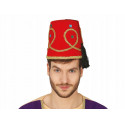 CAPPELLO OTTOMANO ADULTO IN FELTRO ROSSO DECORATO ORO COPRICAPO TURCO TARBUSH PER TRAVESTIMENTI DI CARNEVALE E PARTY VAR