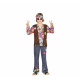 COSTUME CARNEVALE DENIM HIPPIE 5/6 ANNI VESTITO COMPLETO DI BANDANA/CAMICIA CON GILET/PANTALONI ANNI 60/70 NO ACCESSORI