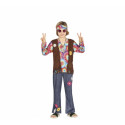 COSTUME CARNEVALE DENIM HIPPIE 5/6 ANNI VESTITO COMPLETO DI BANDANA/CAMICIA CON GILET/PANTALONI ANNI 60/70 NO ACCESSORI