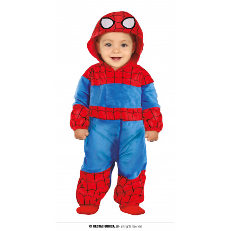 COSTUME CARNEVALE BABY SUPEREROE 18/24MESI TUTONE C/CAPPUCCIO PER TRAVESTIMENTI A TEMA UOMO RAGNO SPIDERMAN NO ACCESSORI