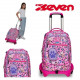 ZAINO SCUOLA TROLLEY JACK 3WD+ SJ GANG FLEECY GIRL ZAINO CON TROLLEY SGANCIABILE 3 RUOTE 37X51X27CM SEVEN JUNIOR ITALY