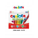 WAX CRAYONS ASTUCCIO 24 MAXI PASTELLI A CERA 10X1CM COLORI BRILLANTI LAVABILI SENZA GLUTINE CARIOCA