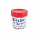 BARATTOLO 100GR ELASTICI IN GOMMA MISURE E COLORI ASSORTITI CONTENITORE TRASPARENTE 7,5X8CM CON TAPPO NIKOFFICE ITALY