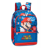 ZAINO SCUOLA ORGANIZZATO ROSSOBLU SUPERMARIO NINTENDO OFFICIAL 2 ZIP 44X33X21CM 1 TASCA ZIP ROSSA DA PANINI SCUOLA ITALY