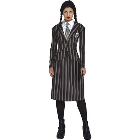 GOTHIC SCHOOL COSTUME CARNEVALE MERCOLEDI TG.S PER TRAVESTIMENTI A TEMA FILM FAMIGLIA ADDAMS HALLOWEEN NO ACCESSORI