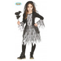 COSTUME FANTASMA BAMBINA 5/6 ANNI VESTITO E VELO PER TRAVESTIMENTI DI HALLOWEEN CARNEVALE E SCENE A TEMA HORROR