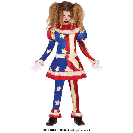 COSTUME CLOWN HORROR 5/6ANNI VESTITO E PANTALONI PER TRAVESTIMENTI DI HALLOWEEN CARNEVALE PAGLIACCIO AMERICA NO ACCESSOR