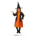 COSTUME STREGA CON RAGNETTI 7/9 ANNI VESTITO E CAPPELLO STREGHETTA PER TRAVESTIMENTI DI HALLOWEEN HORROR NO ACCESSORI