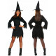 COSTUME STREGA MISTICA TG.L VESTITO NERO COMPLETO CAPPELLO E CINTURA PER TRAVESTIMENTI DI CARNEVALE HALLOWEEN NO ACCESSO