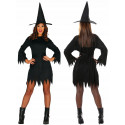 COSTUME STREGA MISTICA TG.L VESTITO NERO COMPLETO CAPPELLO E CINTURA PER TRAVESTIMENTI DI CARNEVALE HALLOWEEN NO ACCESSO