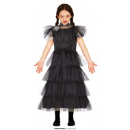 COSTUME DA BALLO NERO MERCOLEDI 7/9 ANNI PER TRAVESTIMENTI CARNEVALE E HALLOWEEN A TEMA FILM FAMIGLIA ADDAMS NO ACCESSOR