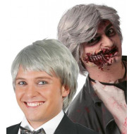 PARRUCCA CAPELLI GRIGI ZOMBIE PER TRAVESTIMENTI DI CARNEVALE HALLOWEEN SCENE E SPETTACOLI A TEMA VECCHIETTI ANZIANI HORR